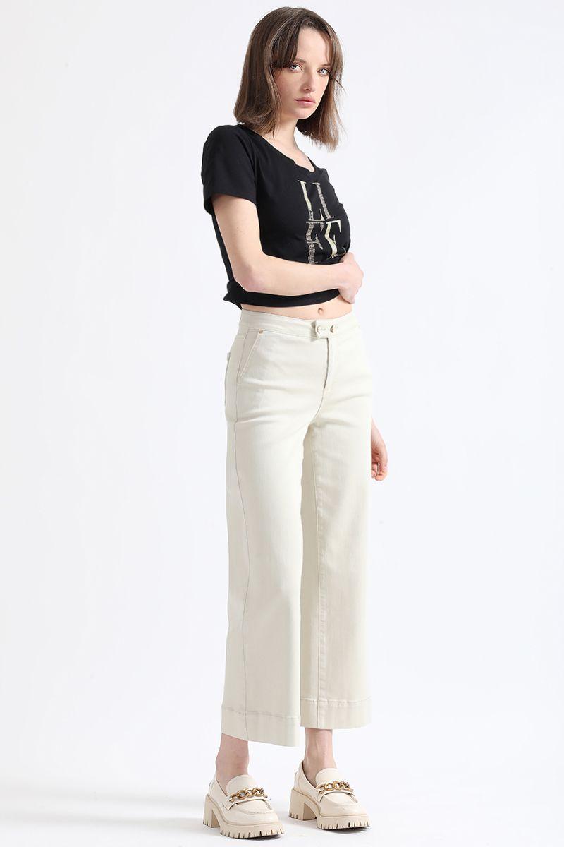 Jeans Wide Leg, Beige Liola-3