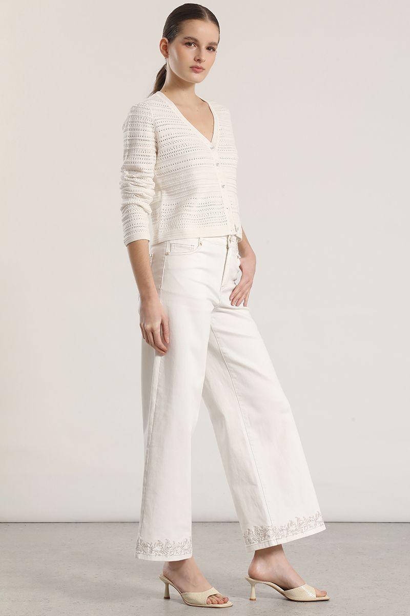 Jeans wide leg bordado liola mujer crudo-3