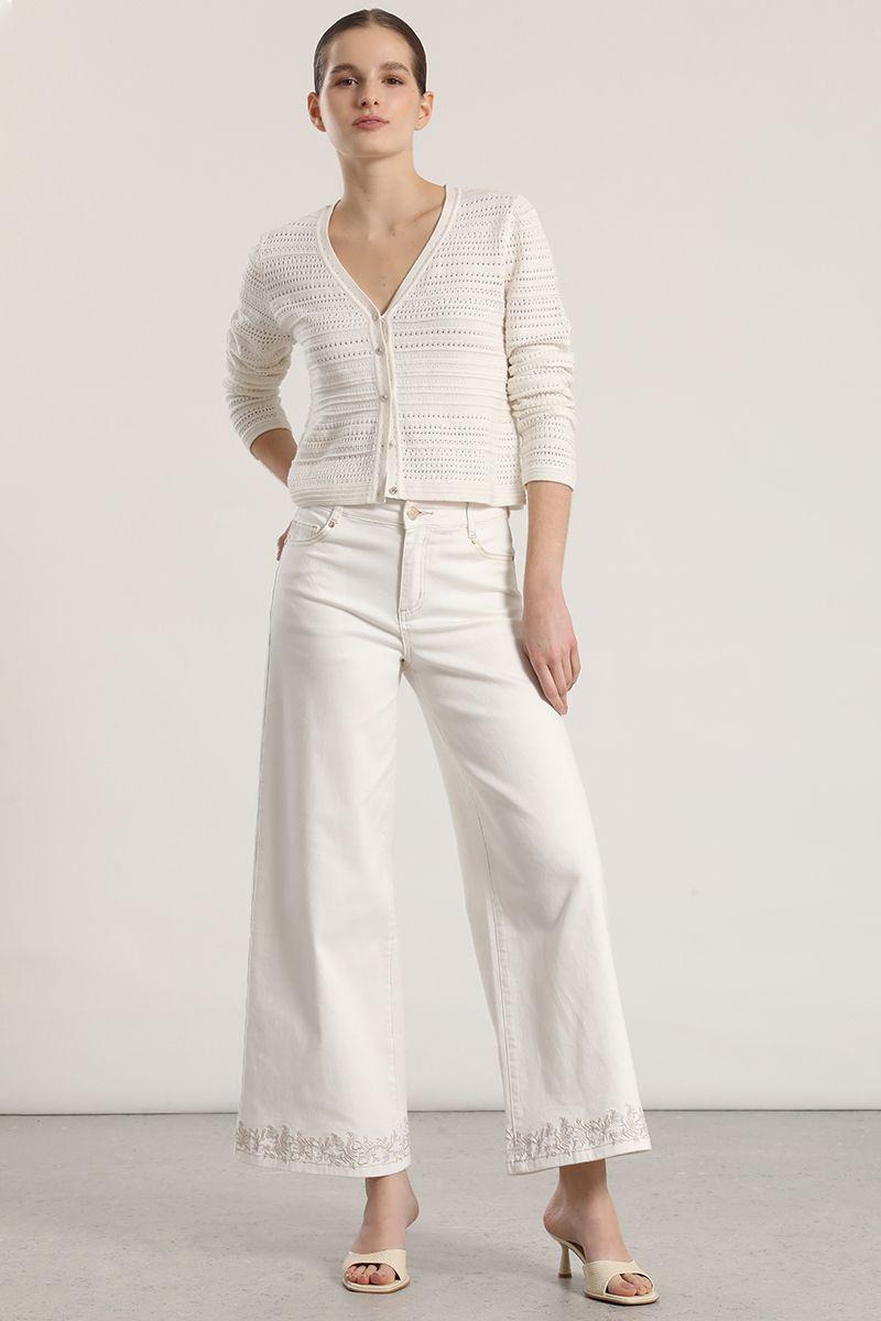 Jeans wide leg bordado liola mujer crudo-4