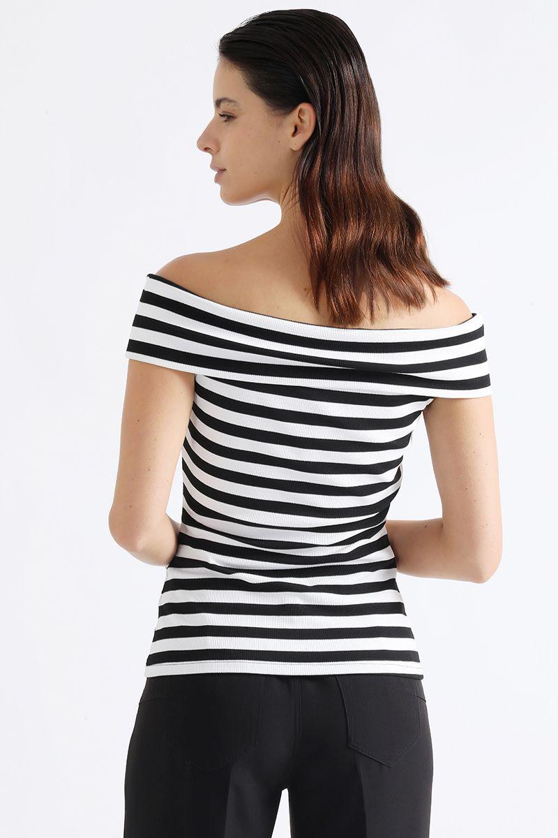 Top Rayado Off Shoulder, Negro Liola-3