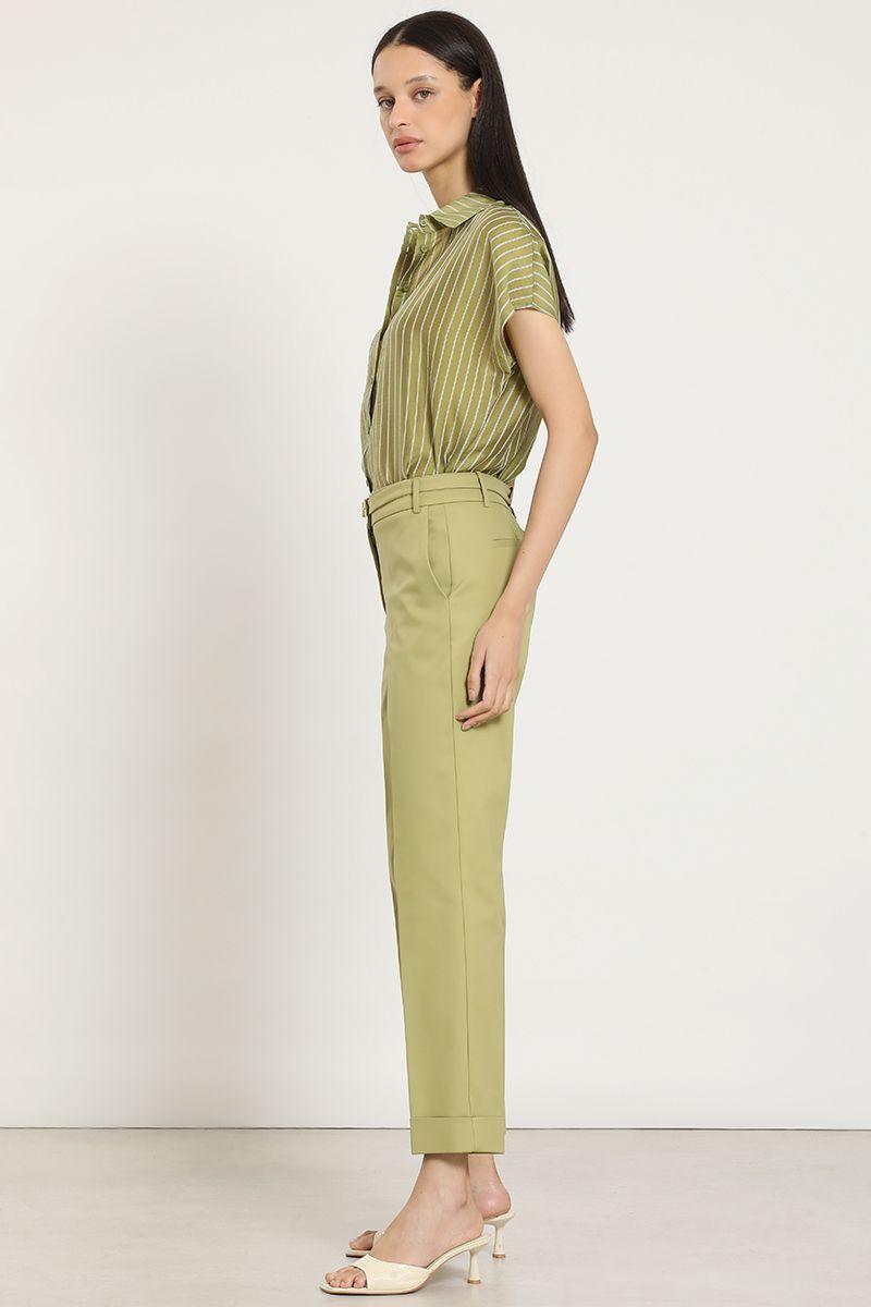 Pantalon sastre con cinturon, verde Liola-2