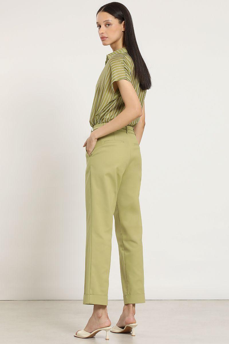 Pantalon sastre con cinturon, verde Liola-3