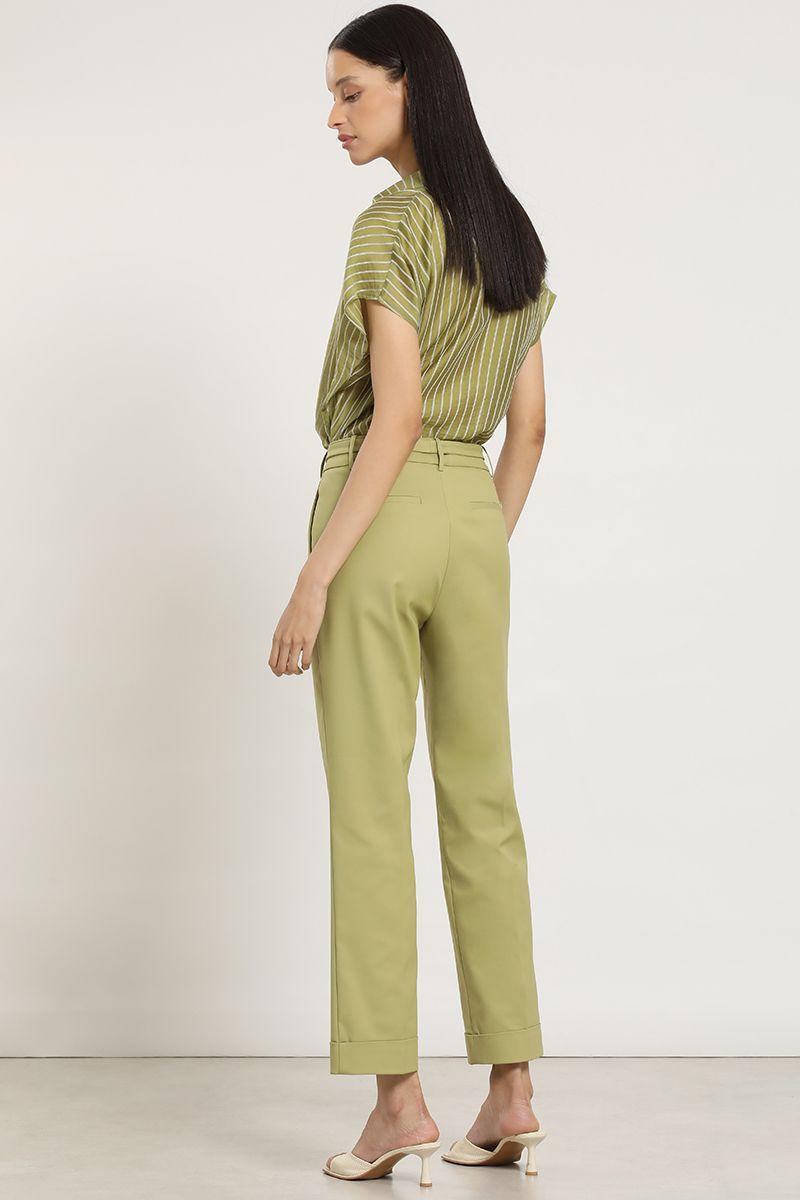 Pantalon sastre con cinturon, verde Liola-5