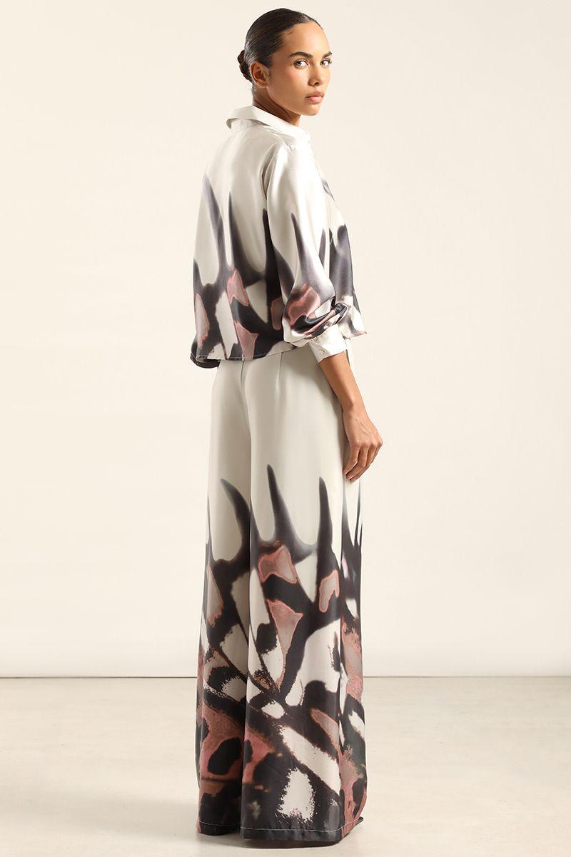 Pantalon Ancho, Satin Estampado, Beige Liola-3