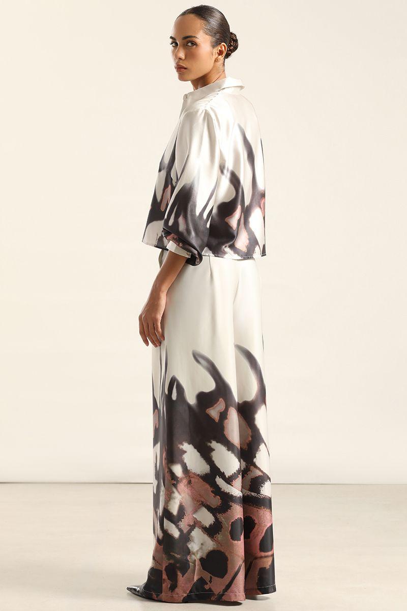 Pantalon Ancho, Satin Estampado, Beige Liola-4