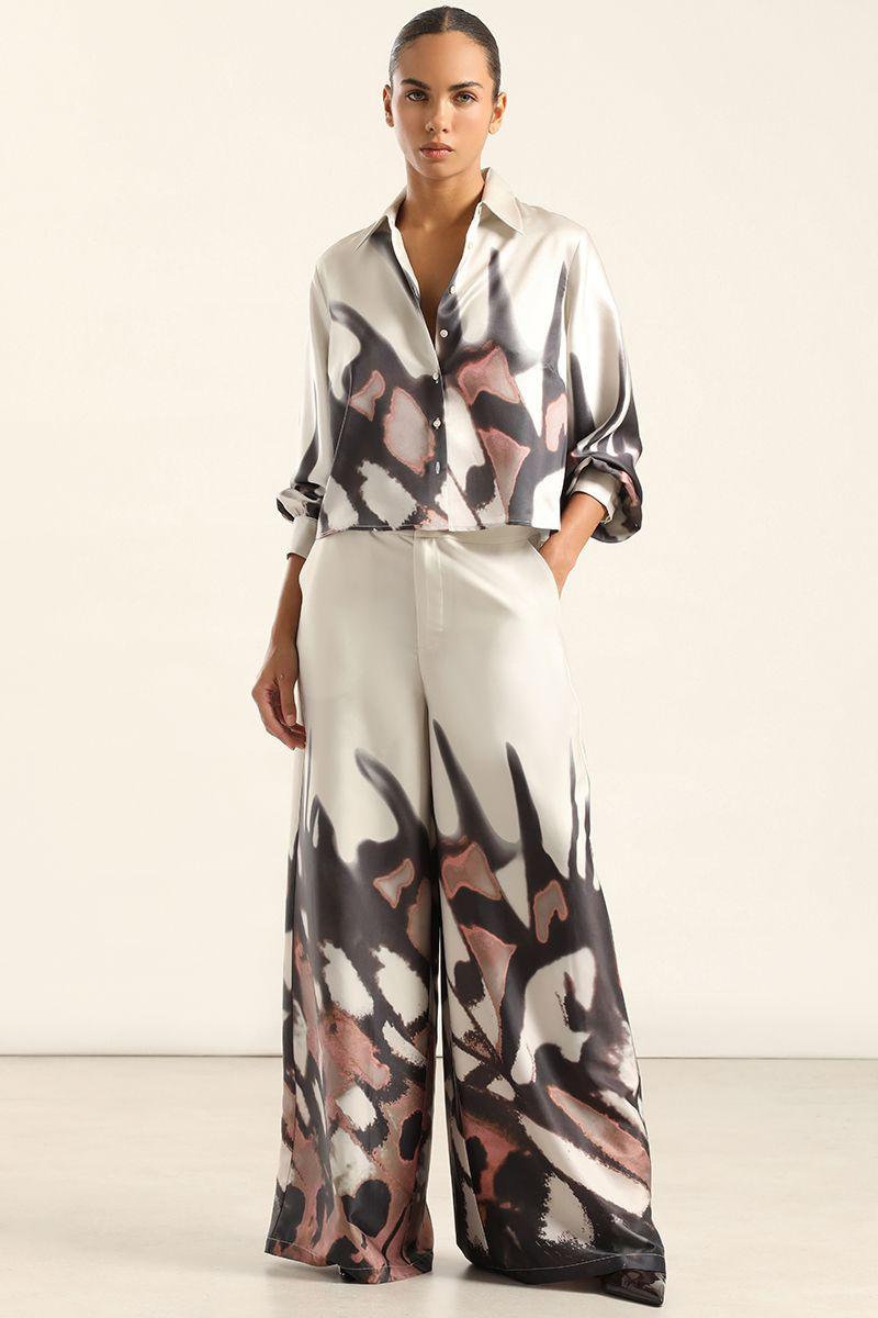 Pantalon Ancho, Satin Estampado, Beige Liola-5