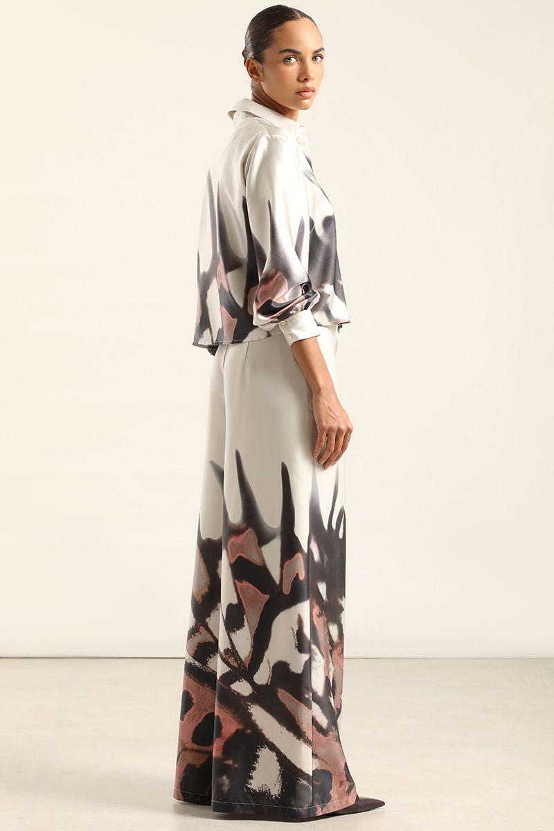 Pantalon Ancho, Satin Estampado, Beige Liola-6