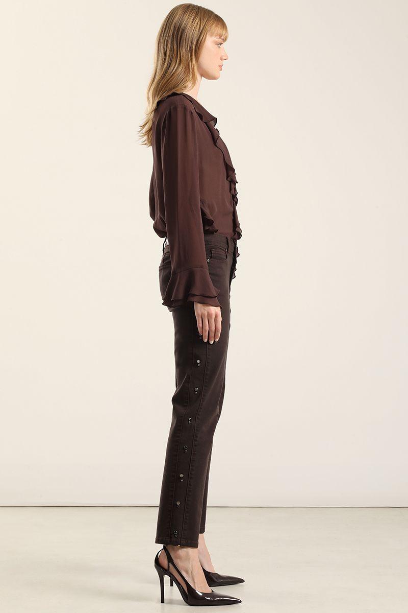 Jeans Color Slim Tachas, Chocolate Liola-2