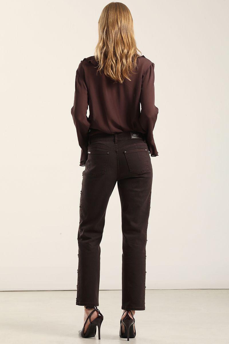Jeans Color Slim Tachas, Chocolate Liola-3