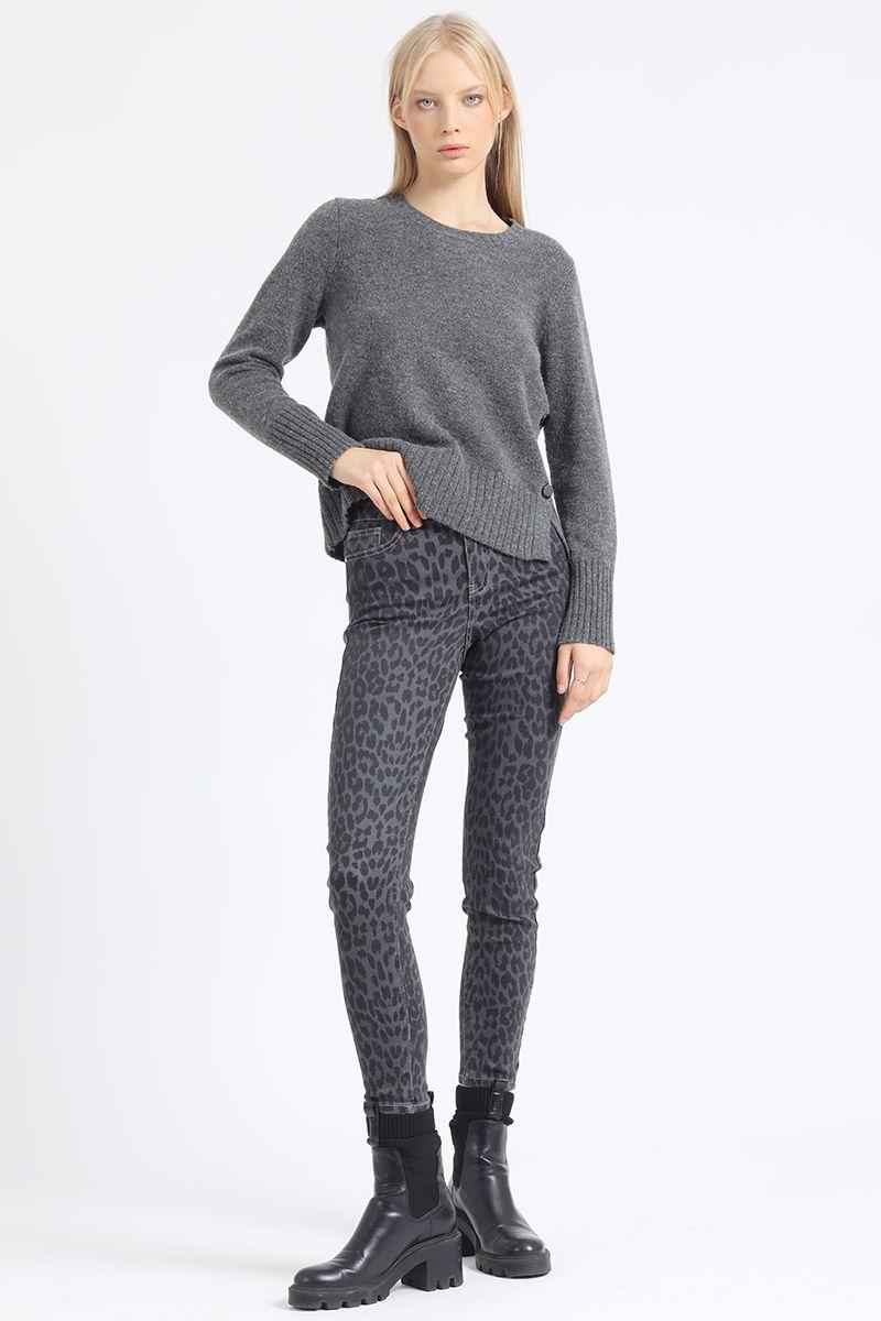 Pantalon Pitillo Tiro Medio, Estampado Liola-1