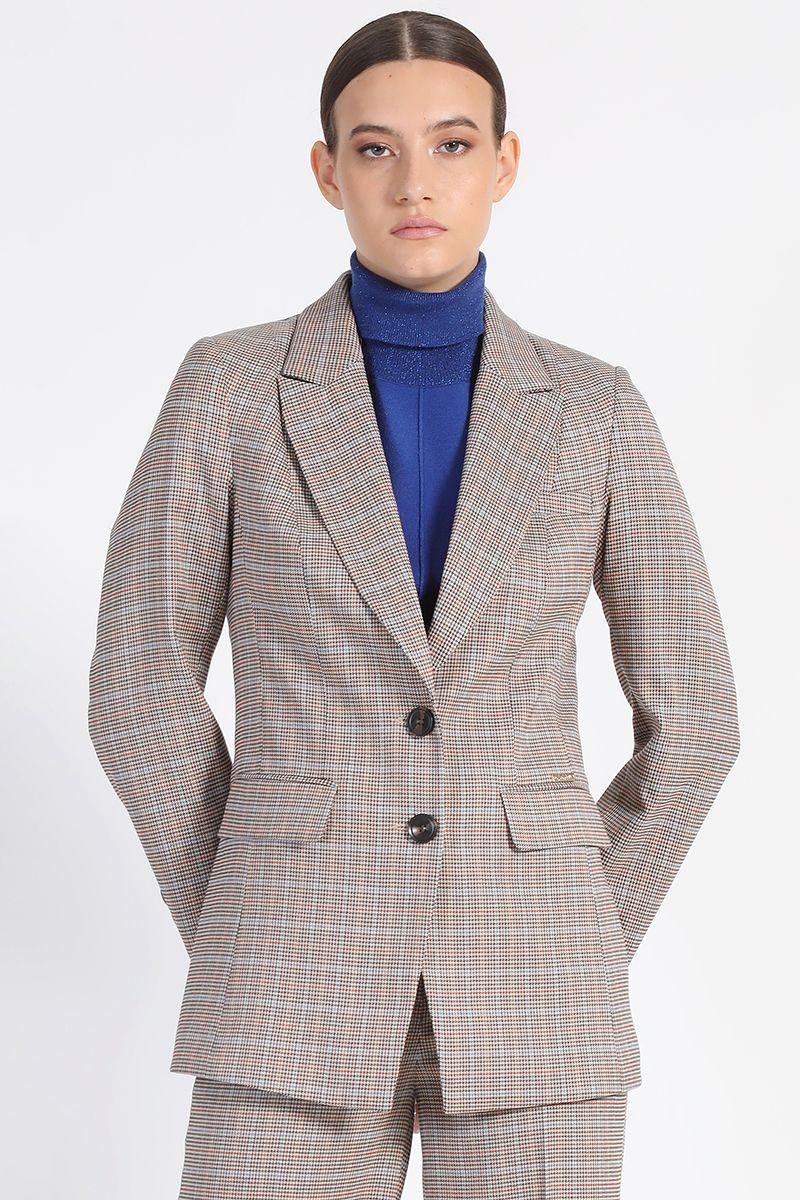 Blazer Entallado Cuadrille Beige Liola-0