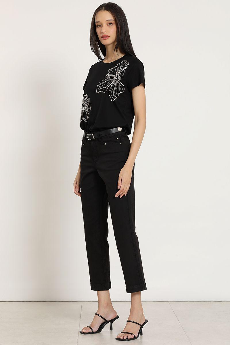 Jeans color, slim, negro Liola-2