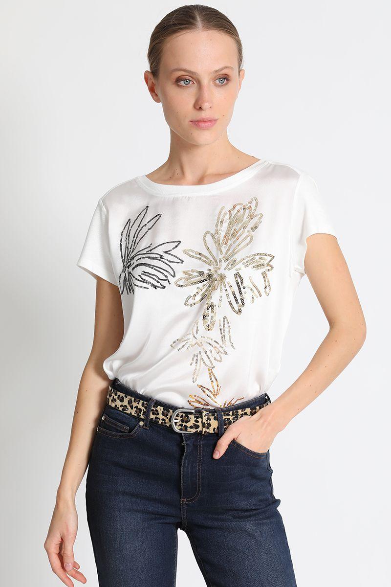 Polera Satín Blanca Con Lentejuelas Liola-0