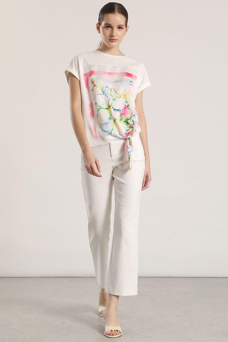 Polera satin estampada con amarra liola mujer crudo-1