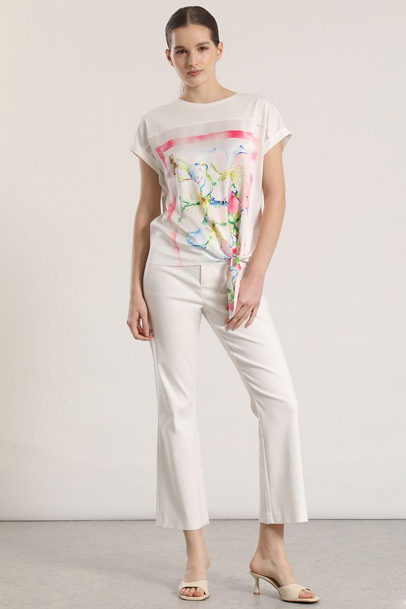 Polera satin estampada con amarra liola mujer crudo-2