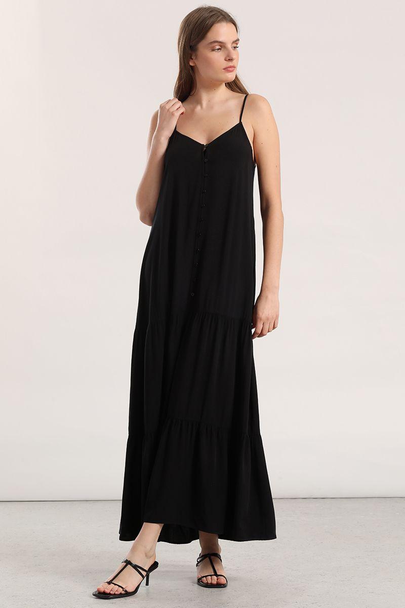 Vestido maxi mujer Liola negro-0