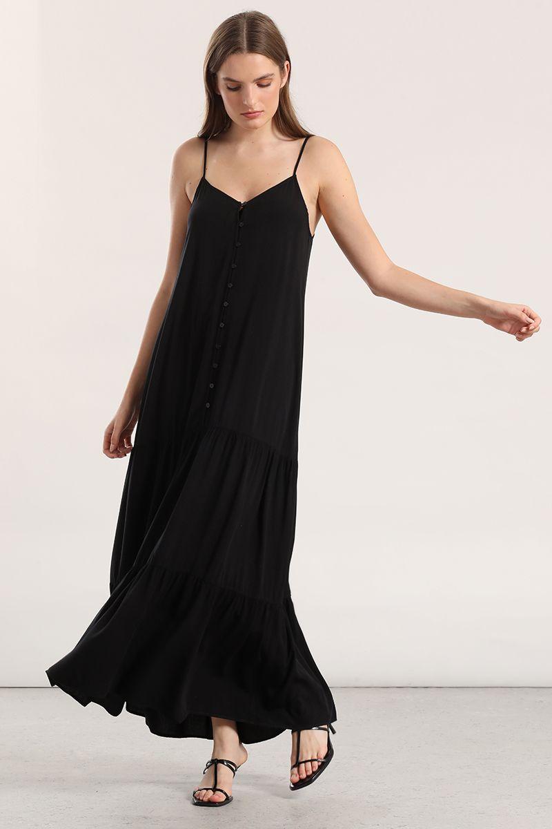 Vestido maxi mujer Liola negro-2