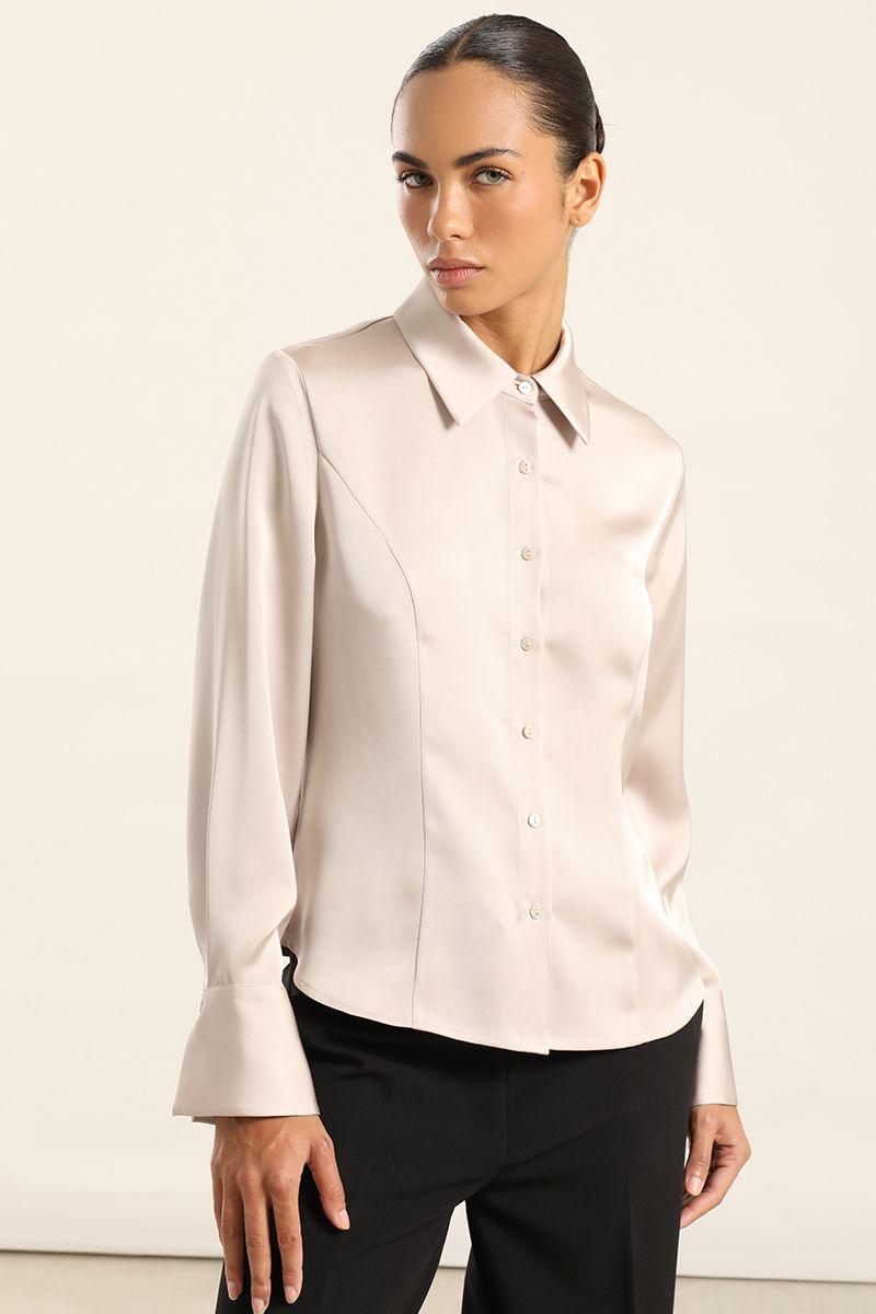 Blusa Entallada, Satin Beige Liola-0