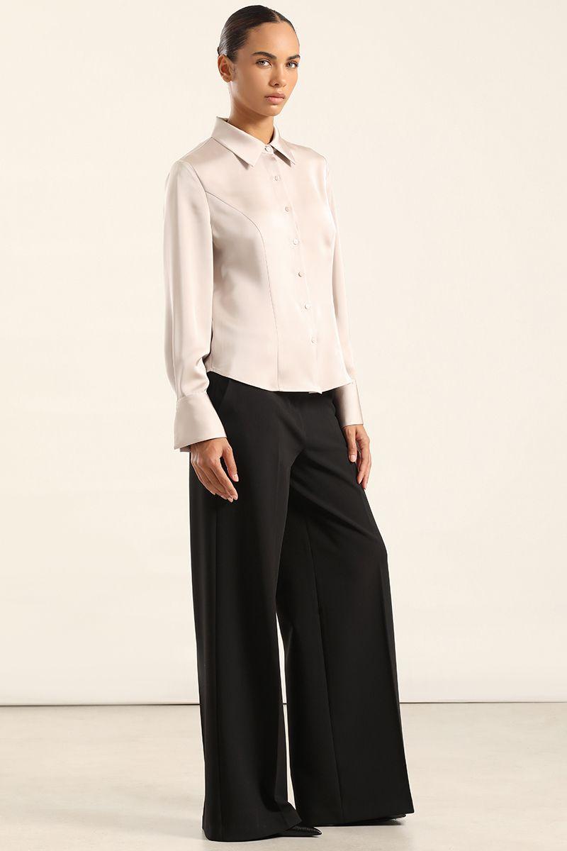 Blusa Entallada, Satin Beige Liola-1