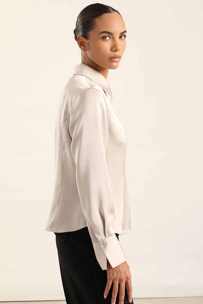 Blusa Entallada, Satin Beige Liola-2