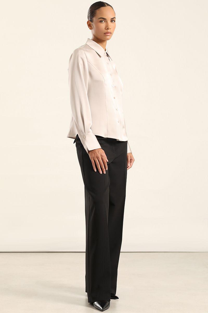 Blusa Entallada, Satin Beige Liola-4