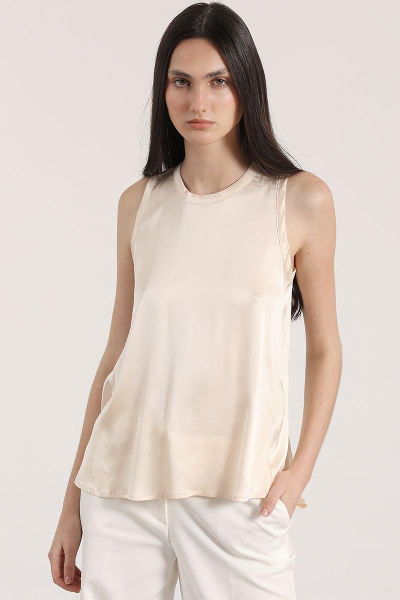 Blusa satin Liola mujer beige-3