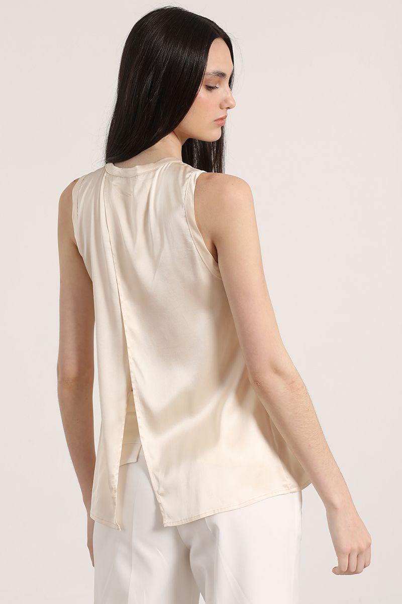 Blusa satin Liola mujer beige-4