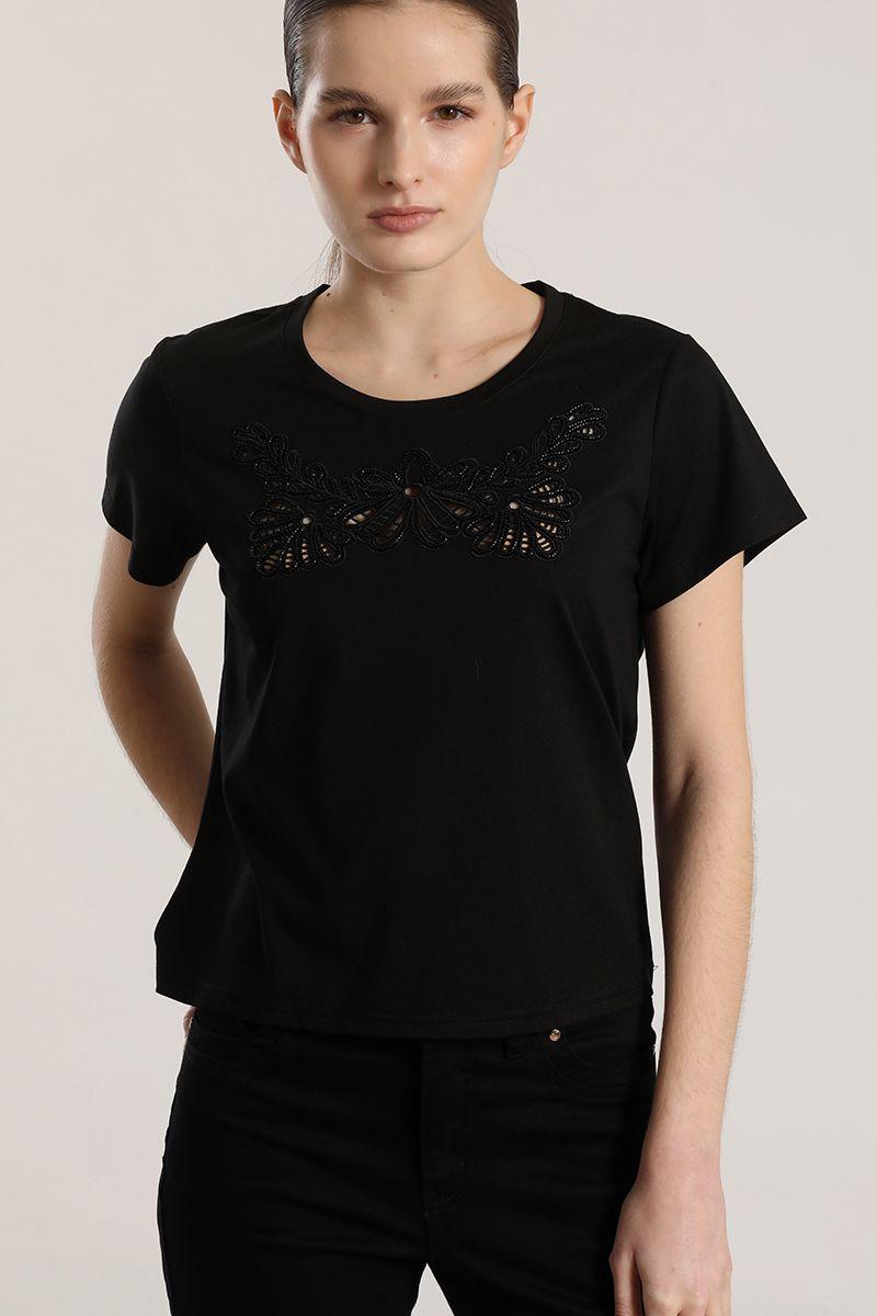 Polera con bordados liola mujer negro-2