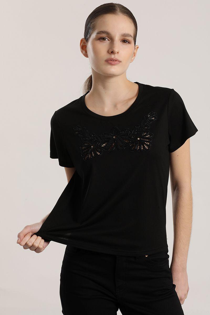 Polera con bordados liola mujer negro-4