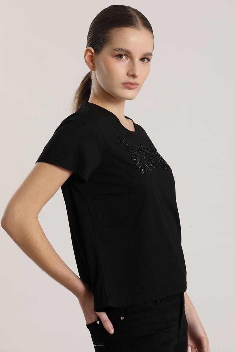 Polera con bordados liola mujer negro-5