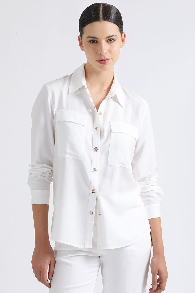 Blusa Boton Ojetillo Fantasia, Crudo Liola-0