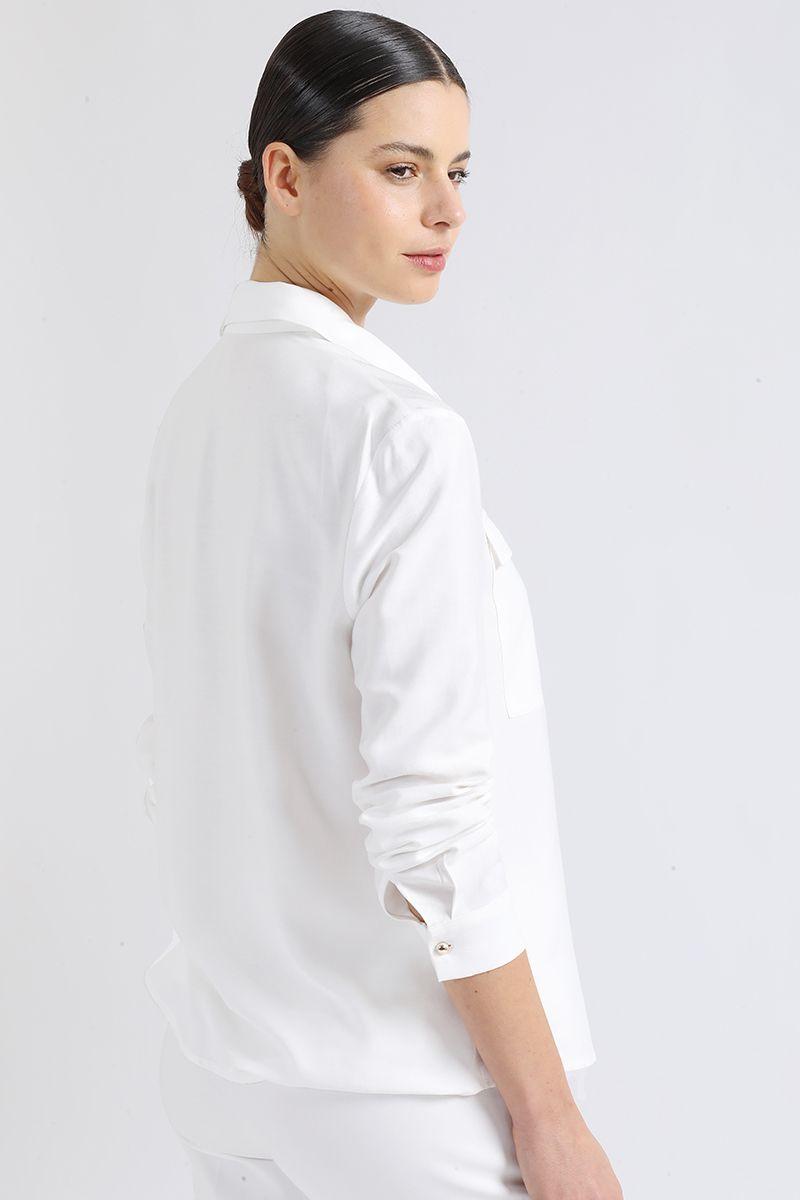 Blusa Boton Ojetillo Fantasia, Crudo Liola-1