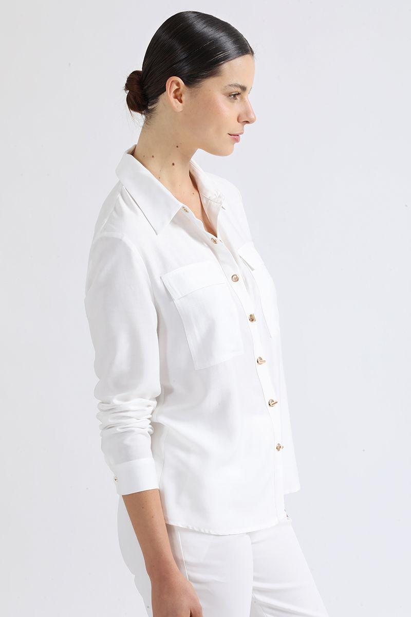 Blusa Boton Ojetillo Fantasia, Crudo Liola-3