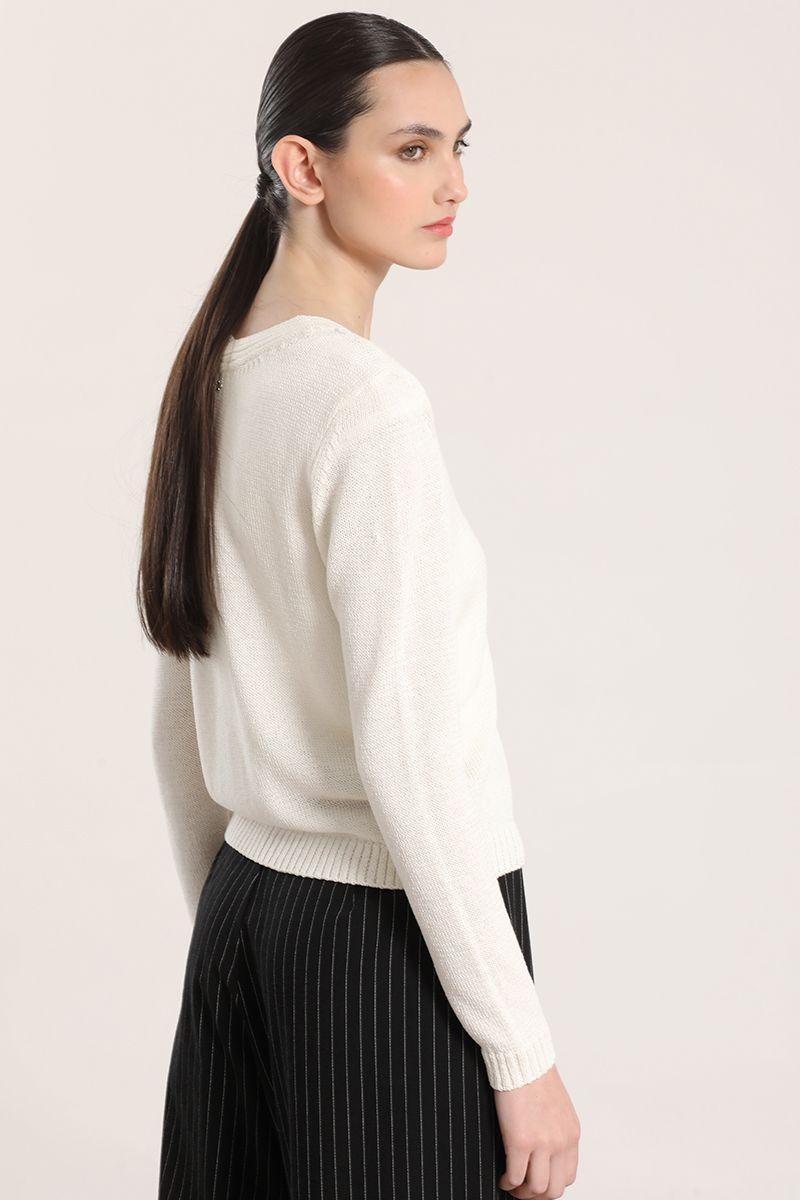 Cardigan con hilo metalizado liola mujer crudo-5
