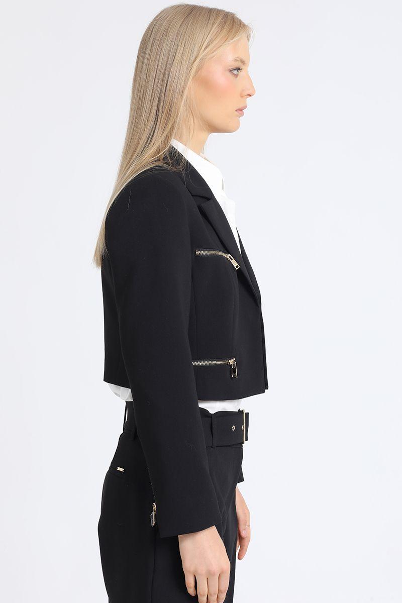 Blazer Crop Cierres Fantasia, Negro Liola-3