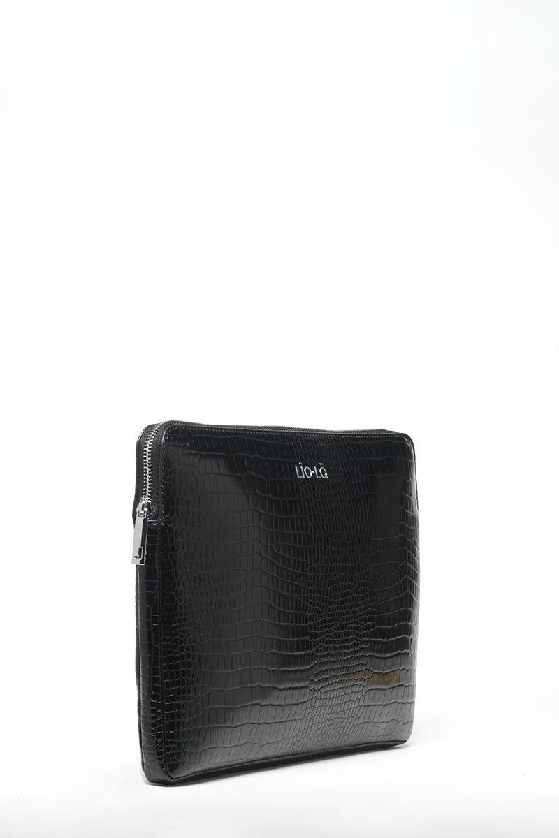 Bolso Computador Efecto Cuero Croco, Negro Liola-2