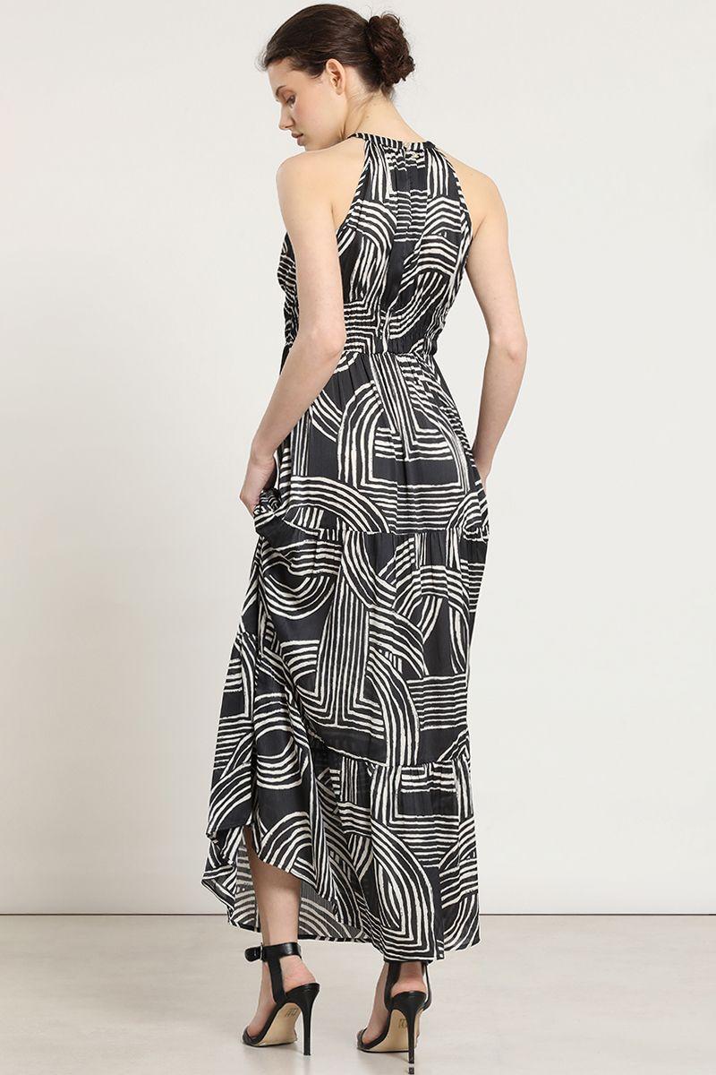 Vestido estampado cintura elasticada, negro Liola-2
