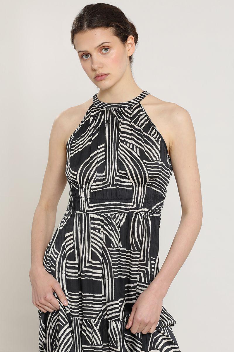Vestido estampado cintura elasticada, negro Liola-5