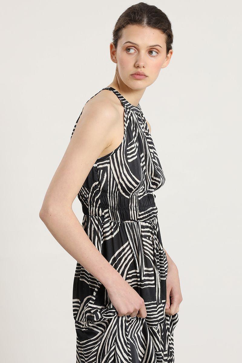 Vestido estampado cintura elasticada, negro Liola-6
