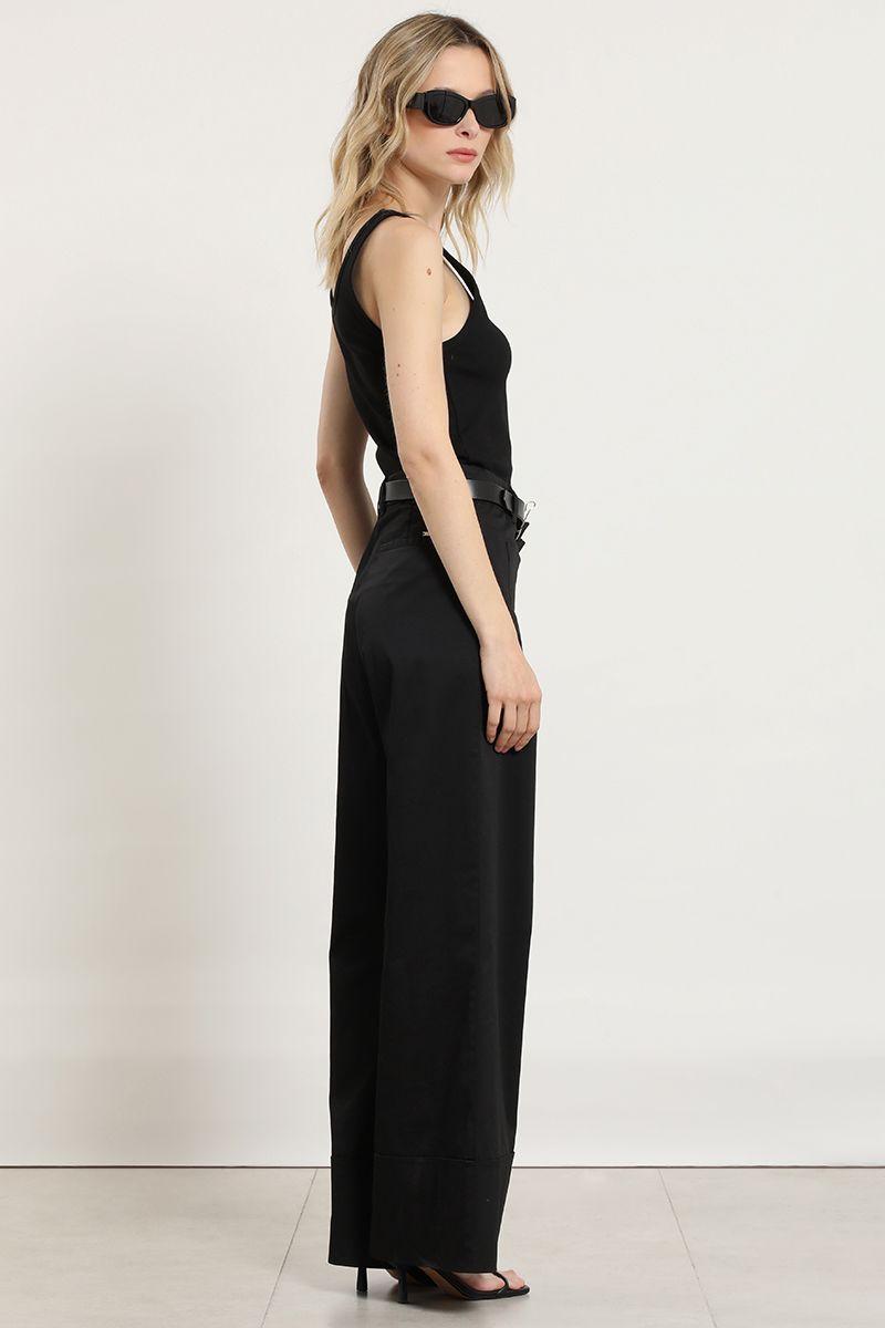 Pantalon palazzo, tiro alto, negro Liola-6