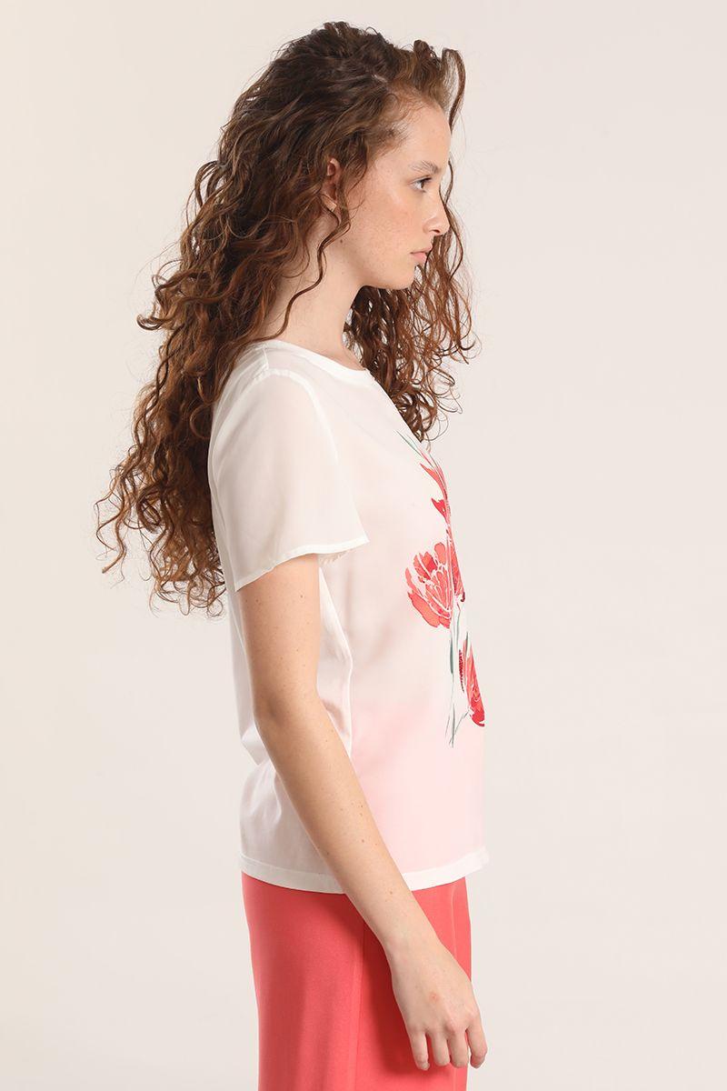 Polera satín estampado flor liola mujer crudo-4