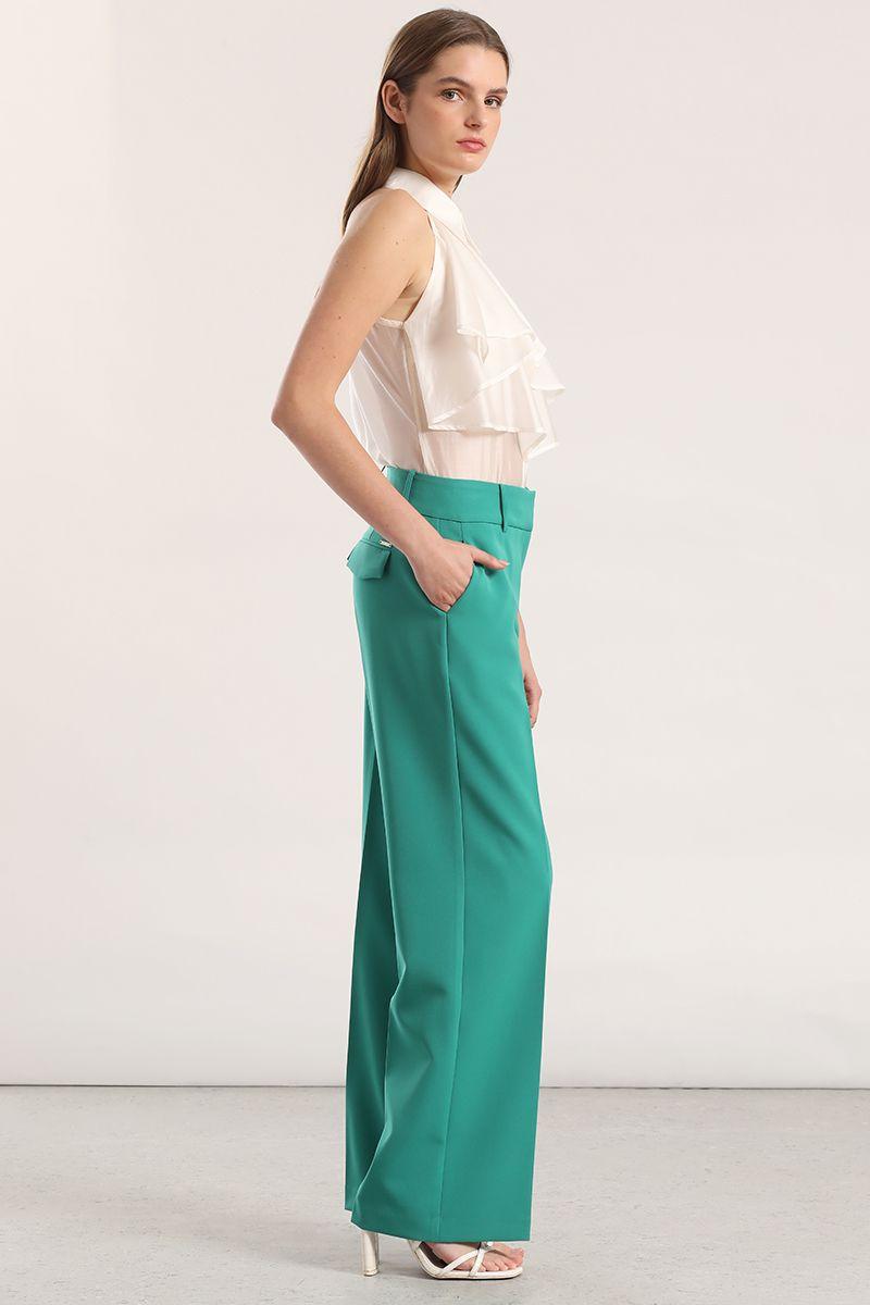 Pantalón recto liola mujer verde-1