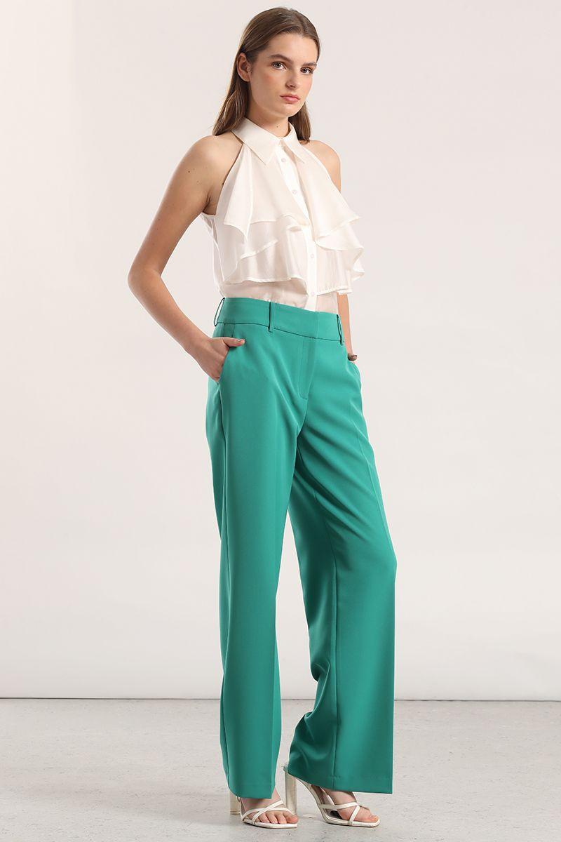 Pantalón recto liola mujer verde-3