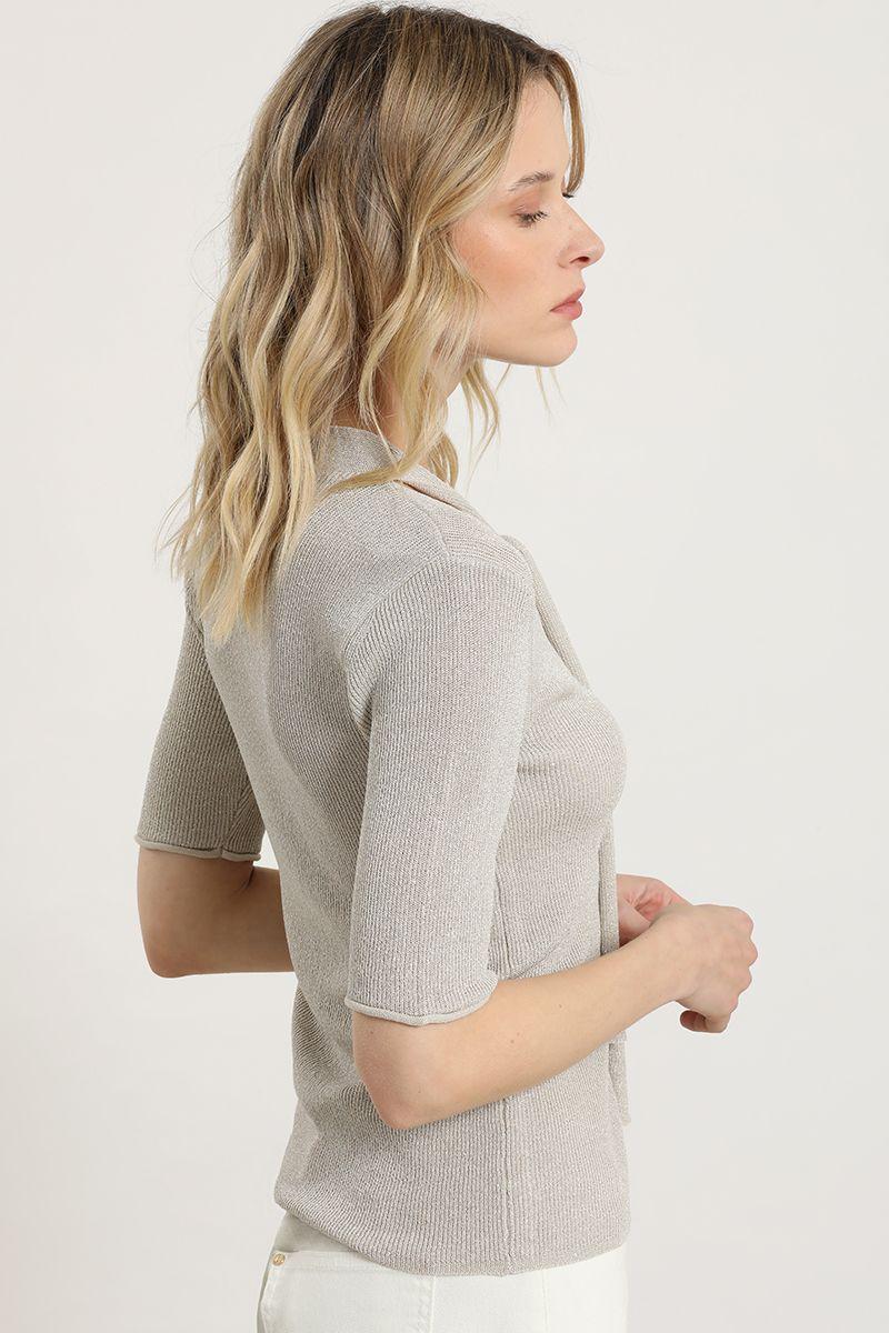Cardigan punto, lazo cuello, crudo Liola-4