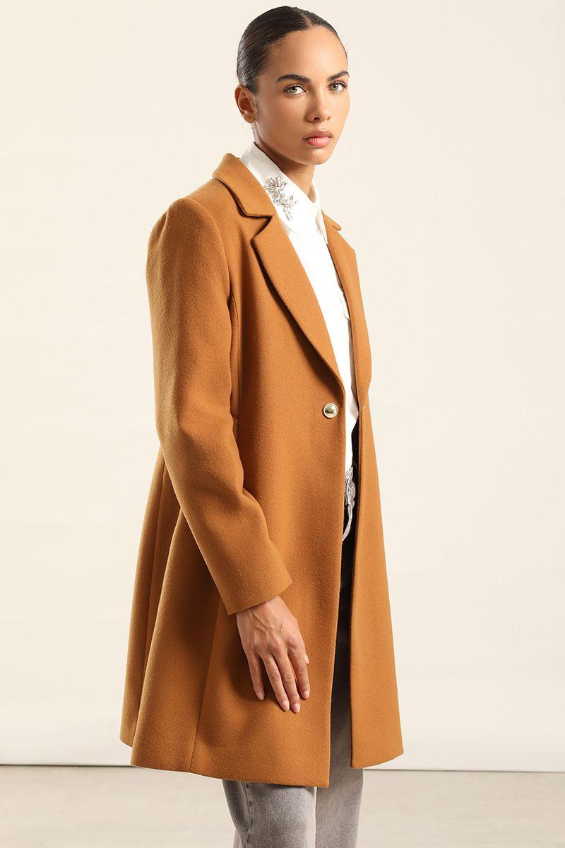 Abrigo Forro Estampado, Muflon Camel Liola-6