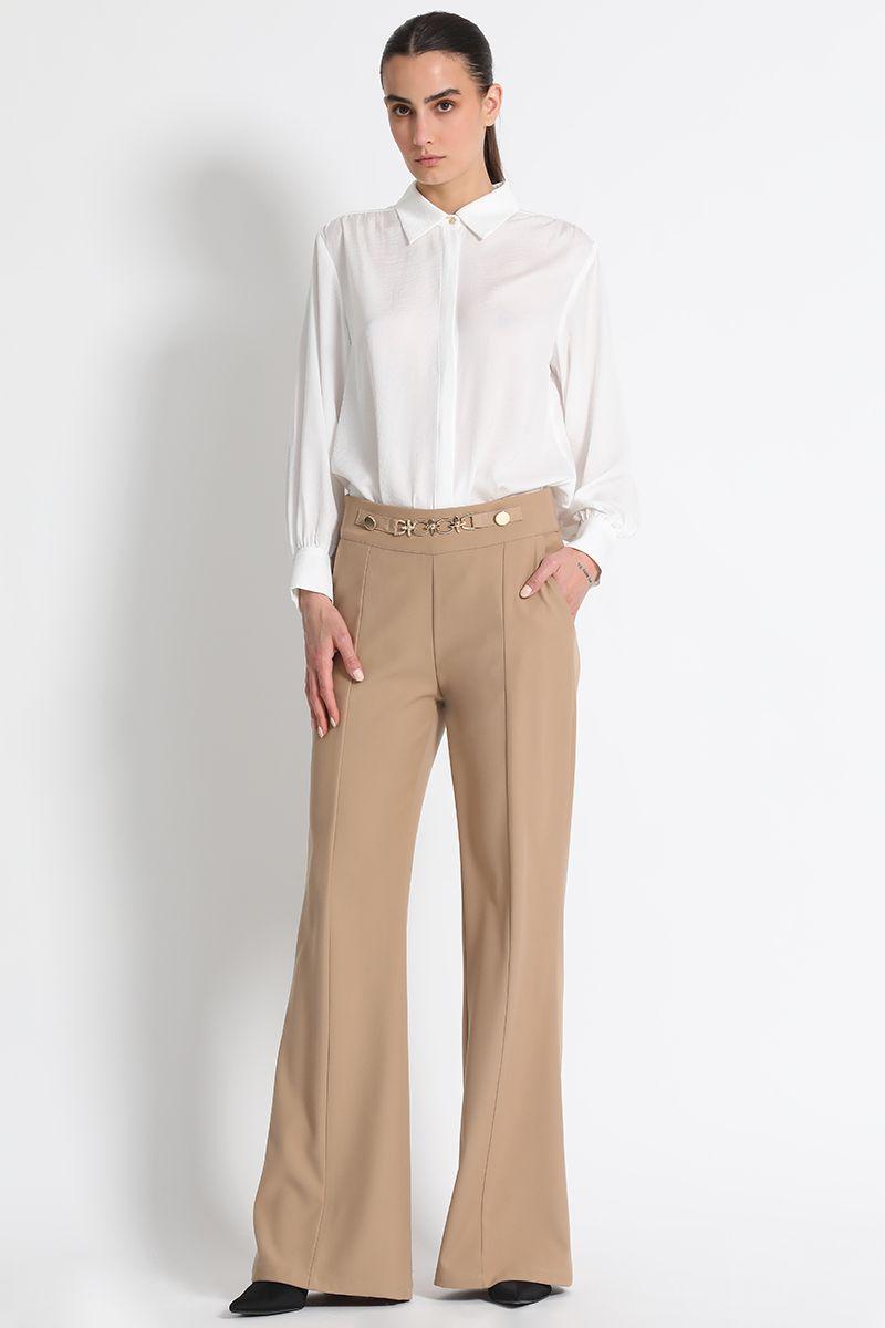 Pantalón Ancho Tiro Alto Beige Liola-0