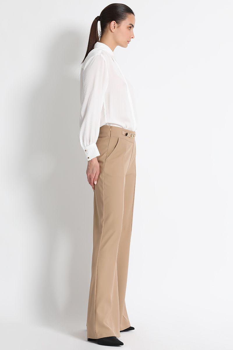 Pantalón Ancho Tiro Alto Beige Liola-2