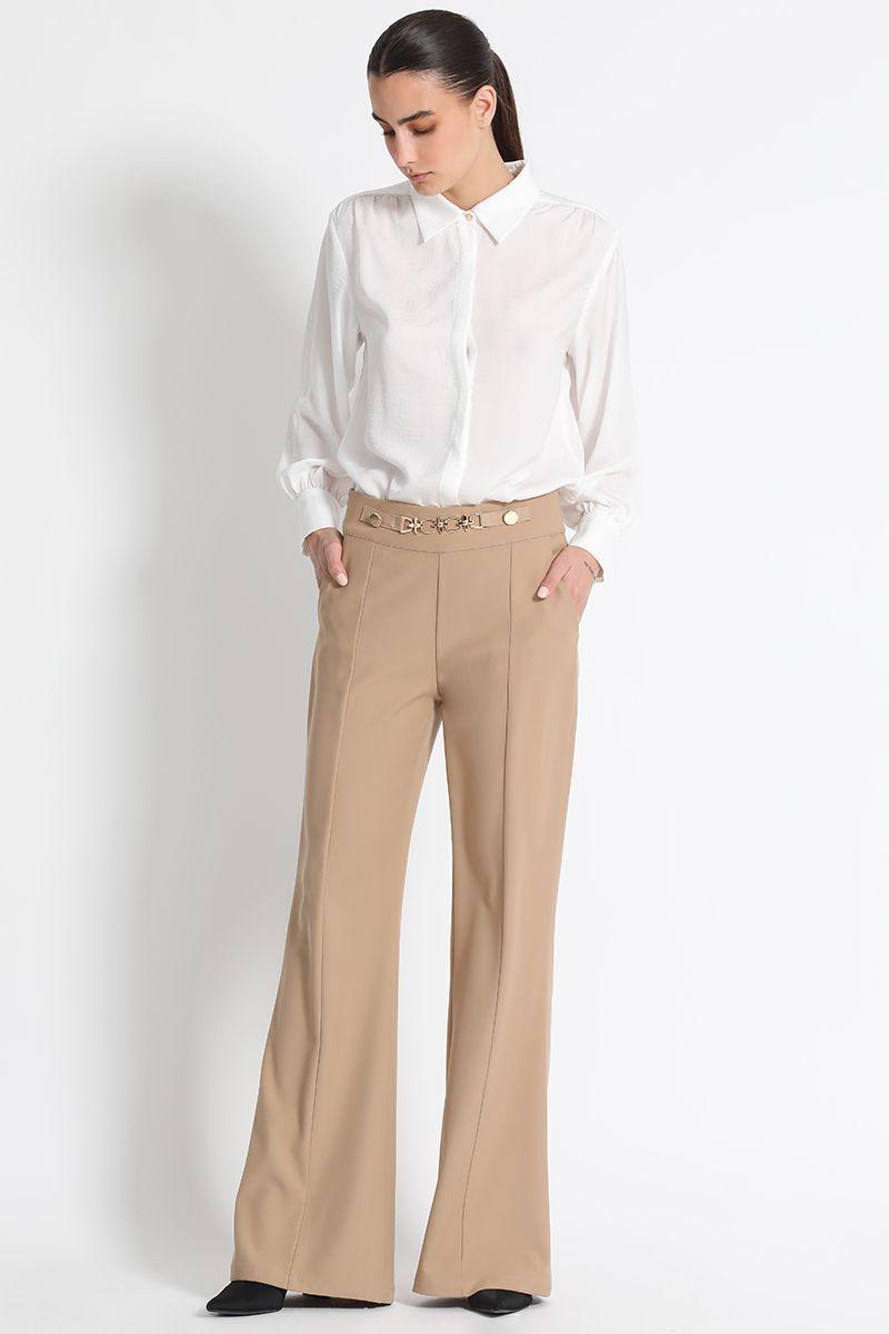 Pantalón Ancho Tiro Alto Beige Liola-3