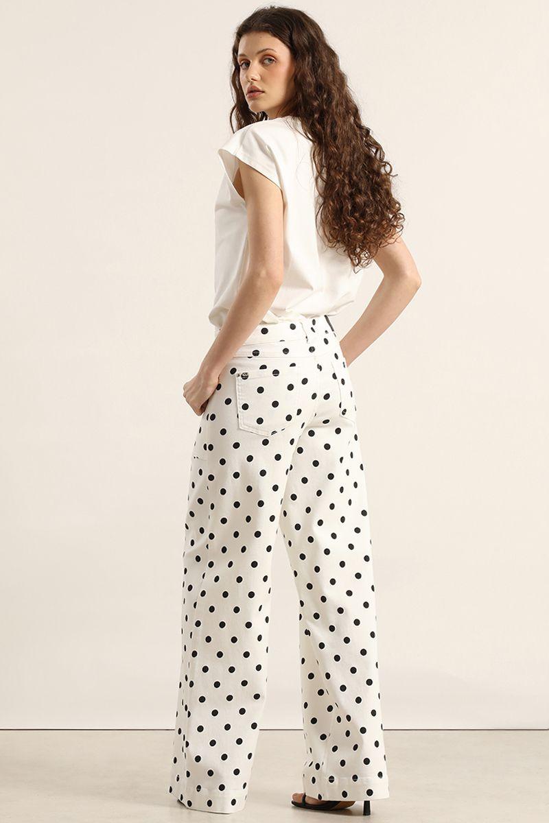 Pantalon palazzo, lunares, crudo Liola-2