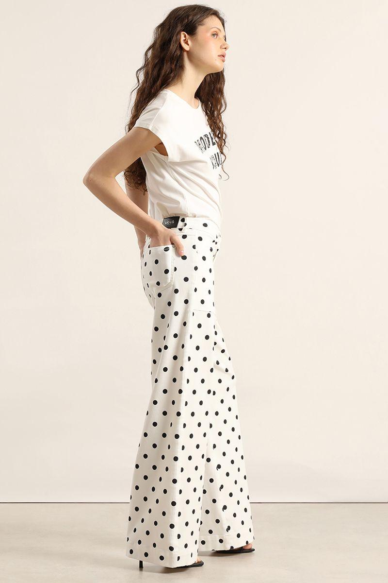 Pantalon palazzo, lunares, crudo Liola-4